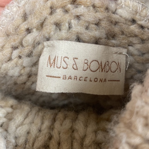 MUS & BOMBON Mahogany Wool Sweater Beige Turtleneck - Size Large - Picture 4 of 12